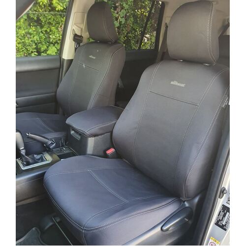 BUNDLE TOYOTA PRADO 150 Series (11/2009-07/2021) GXL/ALTITUDE/GX(7 Seater Only) in Black Neoprene with Charcoal Stitching