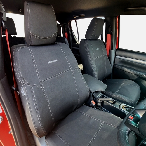 BUNDLE TOYOTA HILUX N80 GR Sport Dual Cab in Black Neoprene with Charcoal Stitching
