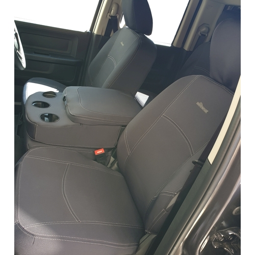 BUNDLE DODGE RAM DS Series 1500 EXPRESS & WARLOCK (Locked Middle Seat) in Black Neoprene with Charcoal Stitching