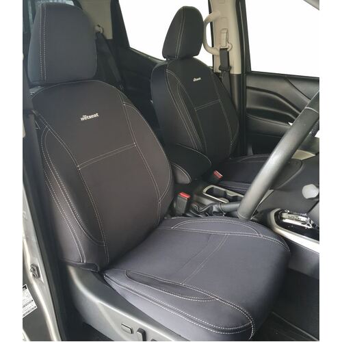 BUNDLE NISSAN NAVARA D23 NP300 (2018-11/2020) Dual Cab in Black Neoprene with Charcoal Stitching