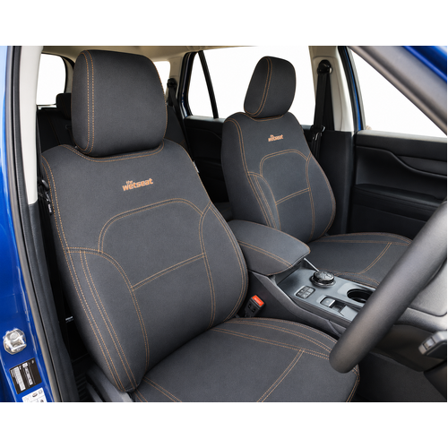 BUNDLE FORD EVEREST UB Next Gen (07/2022-Current) Ambiente/Black Edition/Sport/Tremor/Trend/Wildtrak/Platinum Wagon in Black Neoprene with Orange Stit