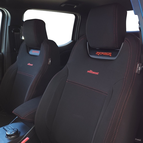 BUNDLE FORD RAPTOR RA Next Gen (07/2022-Current) Dual Cab in Black Neoprene with Red Stitching