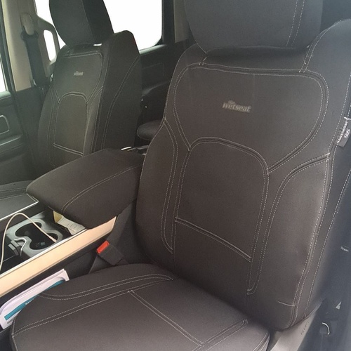 BUNDLE RAM DT Series 1500 Laramie/RamBox/Limited Hurricane/TRX/Sport Hurricane Crew Cab in Black Neoprene with White Stitching